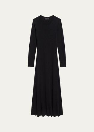 Theory Merino Wool Crewneck Midi Dress