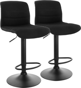 Elama 2 Piece Adjustable Fabric Bar Stool in Charcoal with Black Base