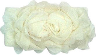 Generic LL Vintage Women Girl Double Rose Flower Buckle Elastic Wide Waist Corset Belt Band (cream)