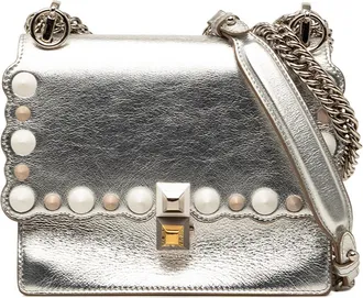 Fendi Pre-owned Fendi Mini Scalloped Metallic Leather and Pearls Kan I Crossbody Ladies LYZS9LWVIJRM0UEQ
