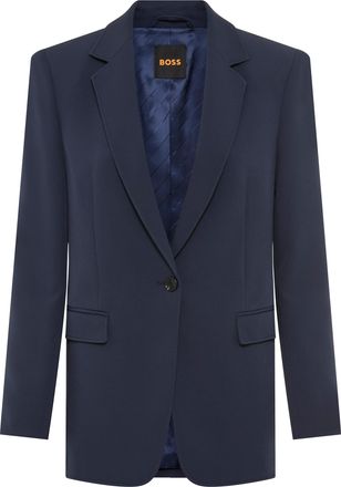 Boss Orange by Hugo Boss Kurzblazer BOSS ORANGE Jabla Premium Damenmode, Damen, Gr. 36, dunkelblau 408, Obermaterial: 87% Polyester, 13% Elasthan, unifarben, tailliert h&uuml;ftbed