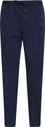 Etro Slim-fit Trousers, male, Blue, M, Paisley Cotton Jacquard Trousers