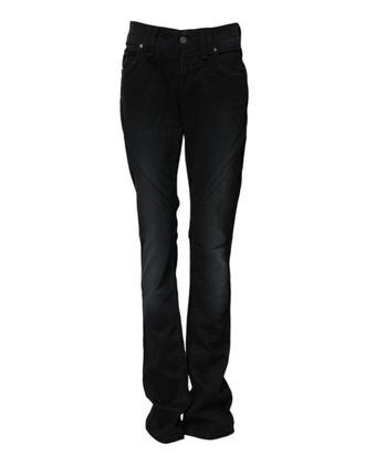 John Galliano Zwarte Katoenen Midden Taille Tapered Denim Jeans