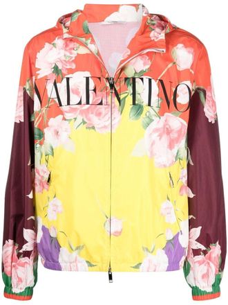 Valentino Garavani floral-print hooded jacket - Red