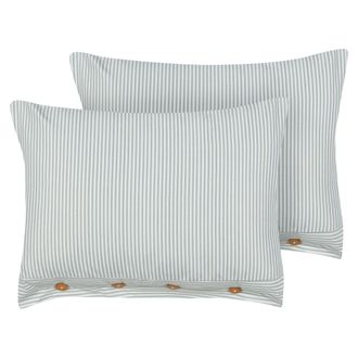 Beliani Beliani - Conjunto De 2 Cojines Decorativos Modernos Cuadrado Botones Estampado A Rayas Verde Y Blanco 40 X 60 Cm Sebrine