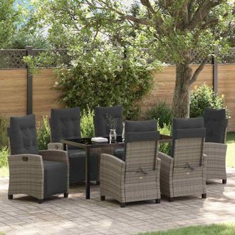vidaXL Conjunto De Comedor De Jard&iacute;n 7 Pcs Gris Rat&aacute;n Sint&eacute;tico Vidaxl
