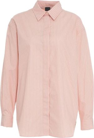 Pinko Gestreepte Oversized Shirt Rose Ss 25 - Dames - Overhemden - Roze - XS - Katoen - Overhemden