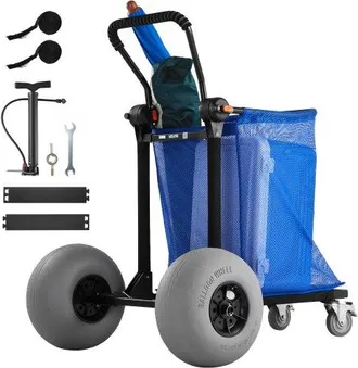 OEM Carro De Playa Con Ruedas De Globo, Carrito Plegable Capacidad De Carga De 75 Kg, Con Bolsa De Almacenamiento, Manillar Ajustable A 180&deg;, Para Camping