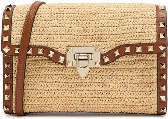 Valentino Garavani Rockstud Small Raffia Shoulder bag - Natural - One Size