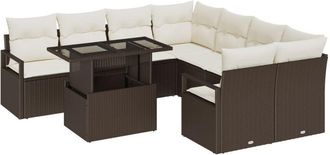 vidaXL Vidaxl - Garden Sofa Set with Storage 9 pcs Light Grey Poly rattan