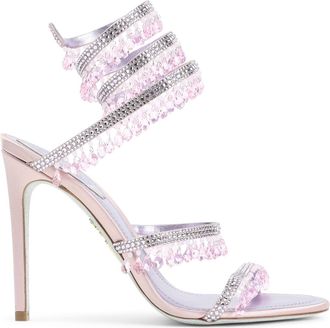 Rene Caovilla Lilac Satin Chandelier Leather Sandals-Donna
