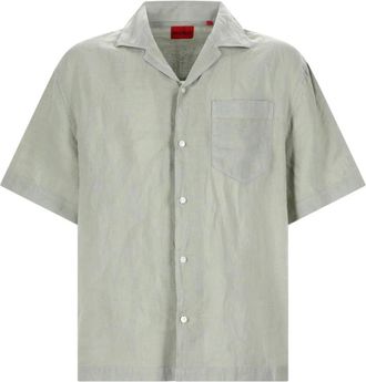 HUGO BOSS Ellino Short Sleeve Camp Shirt - Heren - Korte mouwen Overhemden - Groen - S - Linnen - Overhemden