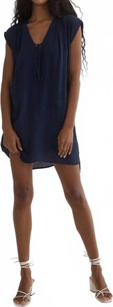 Bella Dahl Tie Front V-Neck Mini Dress In Italian Navy