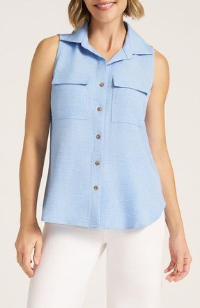 Matty M Euclid Sleeveless Button-Up Shirt in Chambray at Nordstrom, Size X-Small