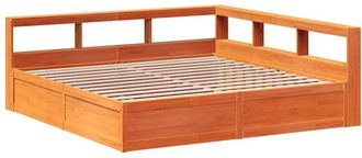 vidaXL Bookcase Bed without Mattress Wax Brown 180x200cm Solid Wood Pine Vidaxl