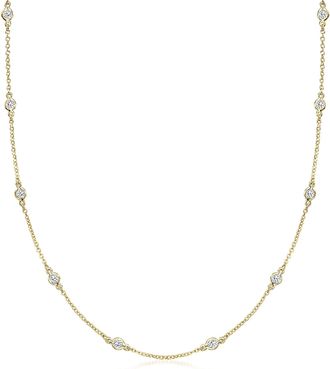 Ross-Simons 1.00- Bezel-Set CZ Station Necklace in 18kt Gold Over Sterling