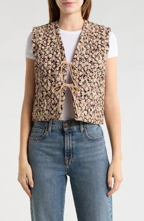 Wishlist Floral Quilted Vest in Choco/Mocha at Nordstrom Rack, Size Medium