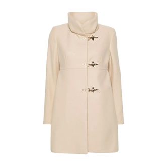 Fay Jassen, Dames, Beige, L, Wol, Wollen Mix Trechterhals Jas