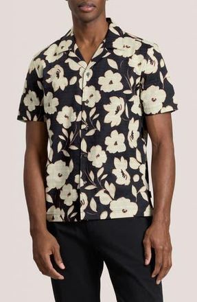 Ted Baker Floral Print Camp Shirt in Black Beauty at Nordstrom Rack, Size 6(Xxl)