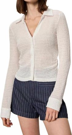 Sanctuary Juno Textured Button Front Shirt In Chalk