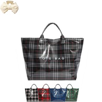 Generic Womens Letters Print Tote Bag, Fashion Plaid Tote Bag Handbag, PVC Work Handle for Women Shopping Market (Black)