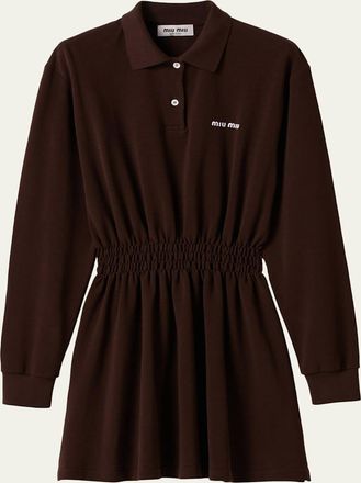 Miu Miu Long-Sleeve Mini Polo Shirtdress