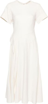 Ulla Johnson ruffle-detail round-neck midi dress - women - Viscose - 8 - Neutrals