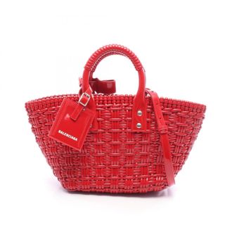 Balenciaga Red Color Leather Basket Handbag Tote Bag (Pre-Owned)