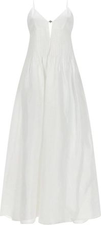 Tory Burch Kleedjes, Dames, Wit, M, Linnen, Midi Jurk