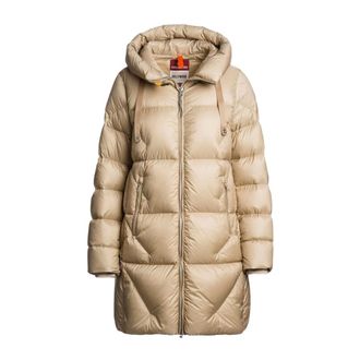 Parajumpers Down Jackets, female, Beige, S, Beige Puffer Jacket with Yellow Details
