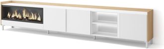 Skraut Home Skraut Home - Mueble Tv, Televisi&oacute;n, Muebles De Sal&oacute;n, Almacenaje, 315x35x61cm, Para Tv Hasta 80, Chimenea El&eacute;ctrica Xxl, Dise&ntilde;o Industrial, Led, Esti