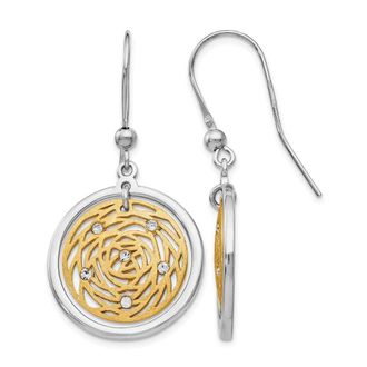 Diamond2Deal Sterling Silver Gold-tone Scratch-finish Drop Dangle Earrings
