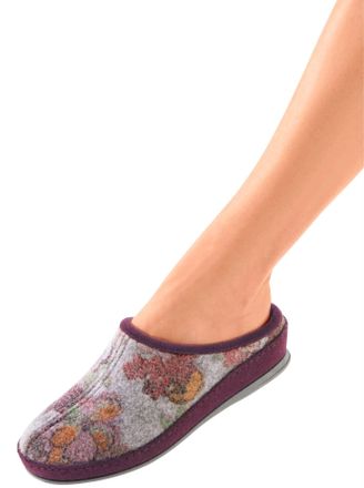 Schawos Pantoffel SCHAWOS, Damen, Gr. 37, rot (bordeaux, bedruckt), Textil, Schuhe Pantoffel