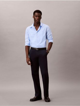 Calvin Klein Mens Cotton Stretch Straight Trousers - Navy - 31W x 30L