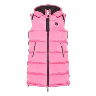 Carlo Colucci Lange gewatteerde bodywarmer - Dames - Bodywarmers - Roze - M - Polyester - Jassen