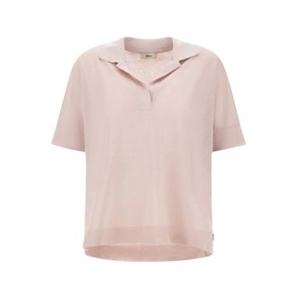 Herno Polo Shirts, female, Pink, Size: XS Glam Knit Effect Polo