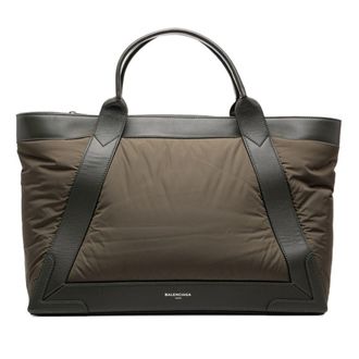 Balenciaga Green Khaki Nylon Leather Handbag Tote Bag (Pre-Owned)