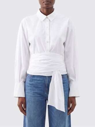 7 For All Mankind Camicia slim fit in cotone con maniche a palloncino da annodare