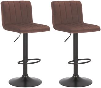 Clp Set De 2 Taburetes De Bar Jamie En Terciopelo Marr&oacute;n