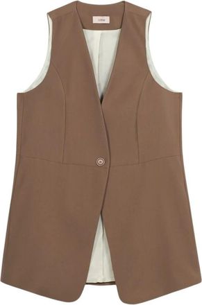 Oltre L022R000027N022 Vest - Dames - Bodywarmers - Bruin - M - Leer - Jassen