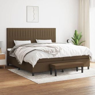 vidaXL Vidaxl - Cama Box Spring Con Colch&oacute;n Tela Marr&oacute;n Oscuro 200x200 Cm