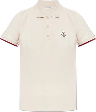 Moncler Polo met Logo - Dames - Polos - Beige - L - Katoen - Tops