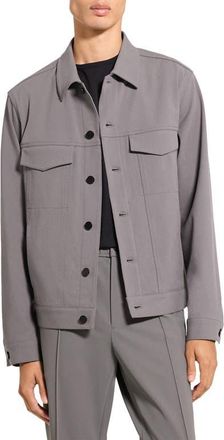 Theory River Cotton Blend Twill Trucker Jacket in Carbon - Bax at Nordstrom, Size Xx-Large