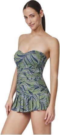 Gottex La Palm Bandeau Swimdress in Dusk-Green at Nordstrom, Size 10