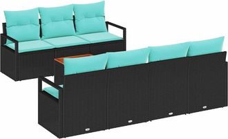 vidaXL Conjunto De Sof&aacute;s De Jard&iacute;n 8 Uds. Negro Rat&aacute;n Sint&eacute;tico Vidaxl