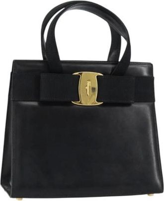 Ferragamo Pre-owned Handbags, female, Black, Size: ONE SIZE Pre-owned Leather Handbag