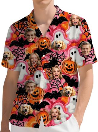 Generic Custom Halloween Shirt with Face Personalised Halloween Shirts for Men/Women,Funny Shirts Festival Clothes for Halloween Christmas(H)