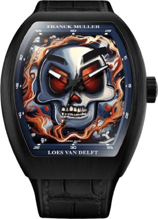 Franck Muller Vanguard Limited Edition Automatic Skull Dial Titanium Leather Strap Mens Watch V 43 SC SKULL LOES VAN DELFT NR BR (NR)