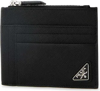 Prada Mens Black Leather Card Holder Nero Vitello Portafogli Wallet