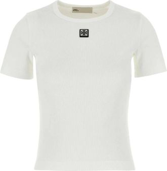 Tory Burch Tops, Dames, Wit, L, Katoen, Wit katoenen T-shirt